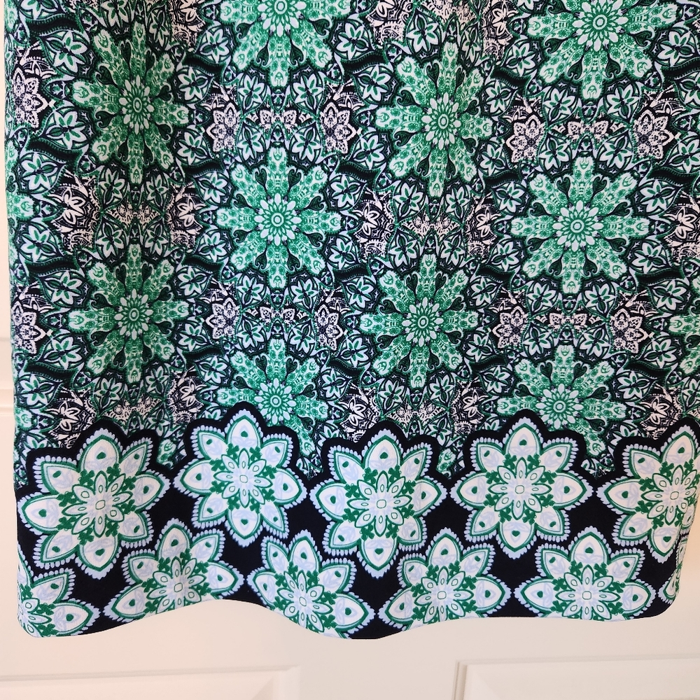Banana Republic Shift Dress Printed Green Black Sleeveless Floral Stretch Size 4 - Picture 8 of 16